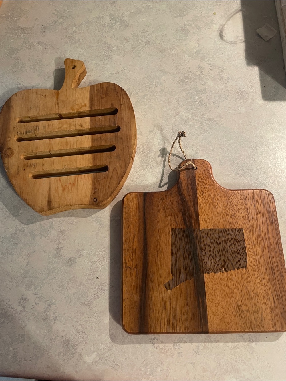 Teak Wooden Cutting Board and Wooden Apple Trivet